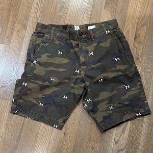 GAP Green and Brown Cargo Shorts with Camouflage Design